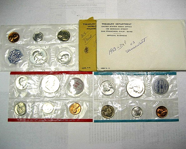 1963-P & D-Brilliant UNC. Mint & Proof Set -- 90% SILVER-SEALED by US MINT 1963-P & D-Brilliant UNC. Mint & Proof Set -- 90% SILVER-SEALED by US MINT