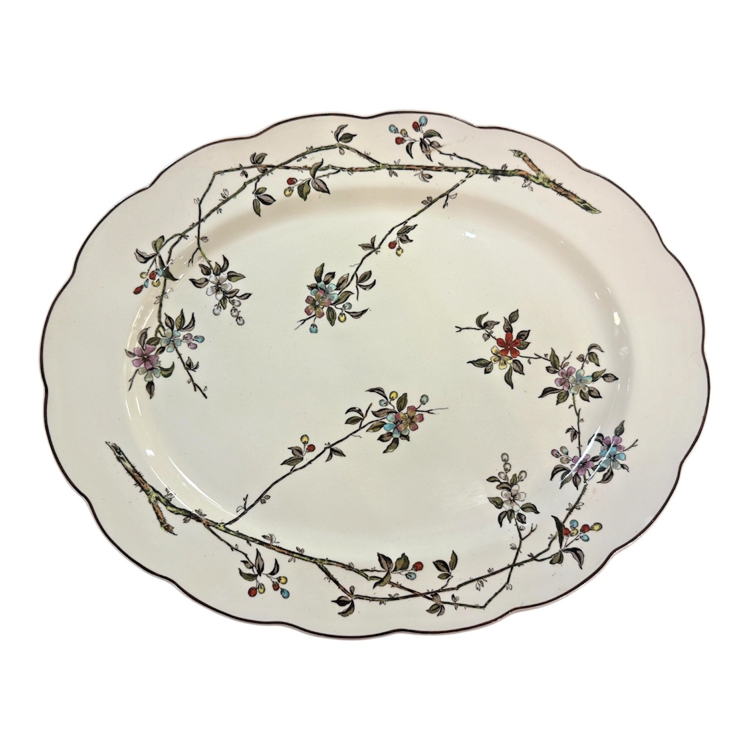 PB & S AESTHETIC MOVEMENT TOKIO PATTERN XL PLATTER C. 1880s PB & S AESTHETIC MOVEMENT TOKIO PATTERN XL PLATTER C. 1880s