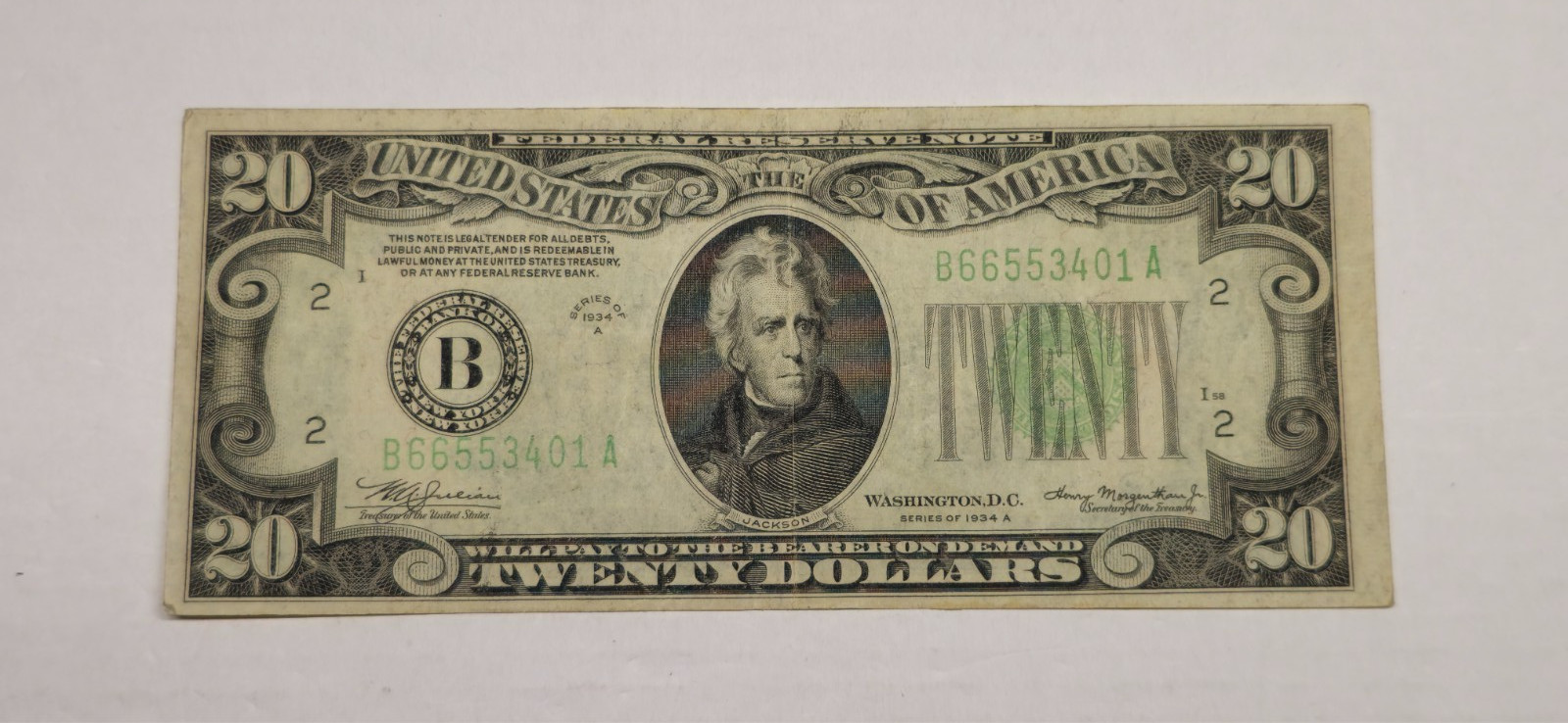 1934A $20 Federal Reserve Note – New York –Very Fine to Choice Very Fine (401A) 1934A $20 Federal Reserve Note – New York –Very Fine to Choice Very Fine (401A)