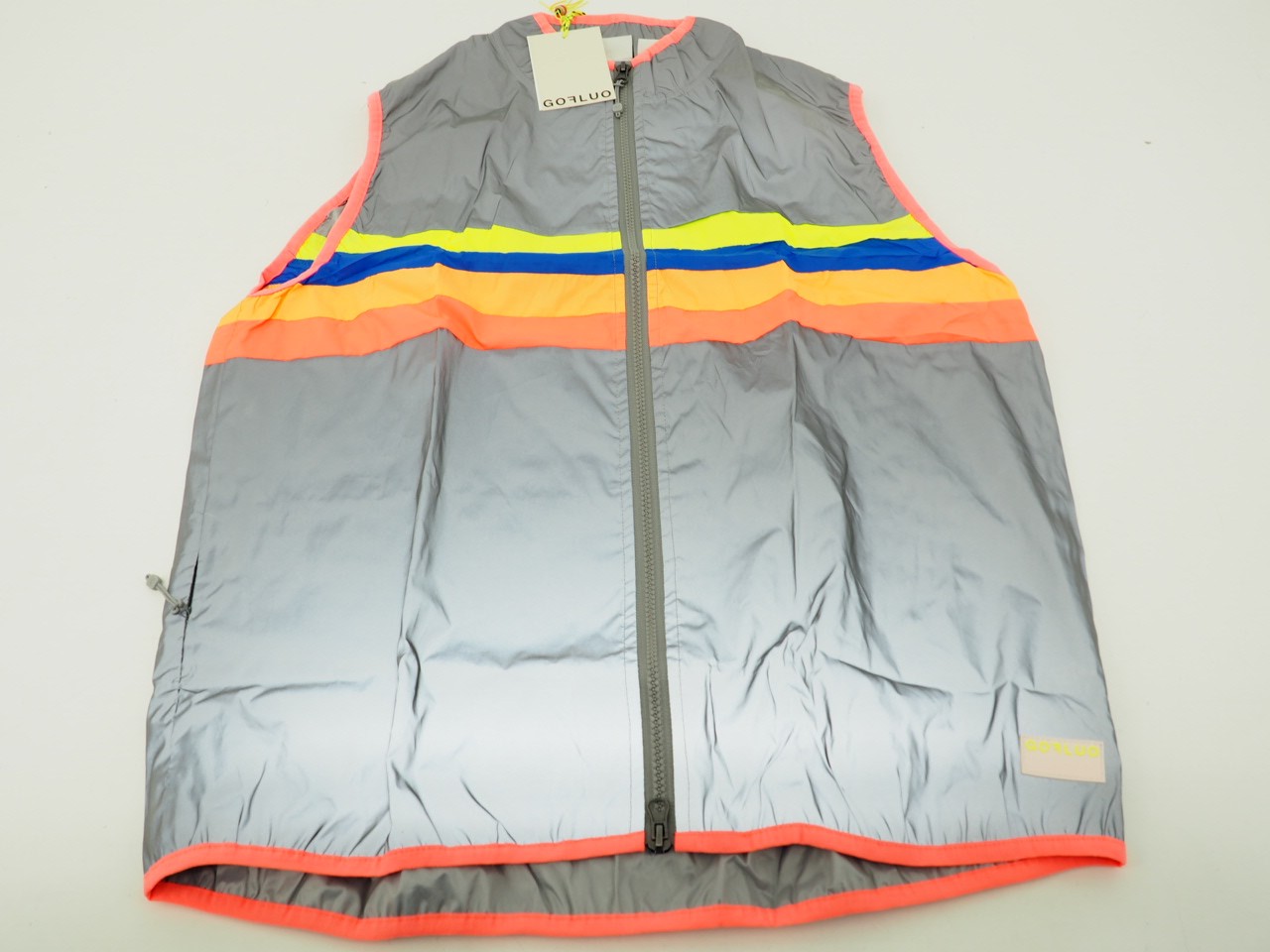 New GOFLUO New York Bodyglower Vest Grey Reflective Size Small US 4-6  Neon