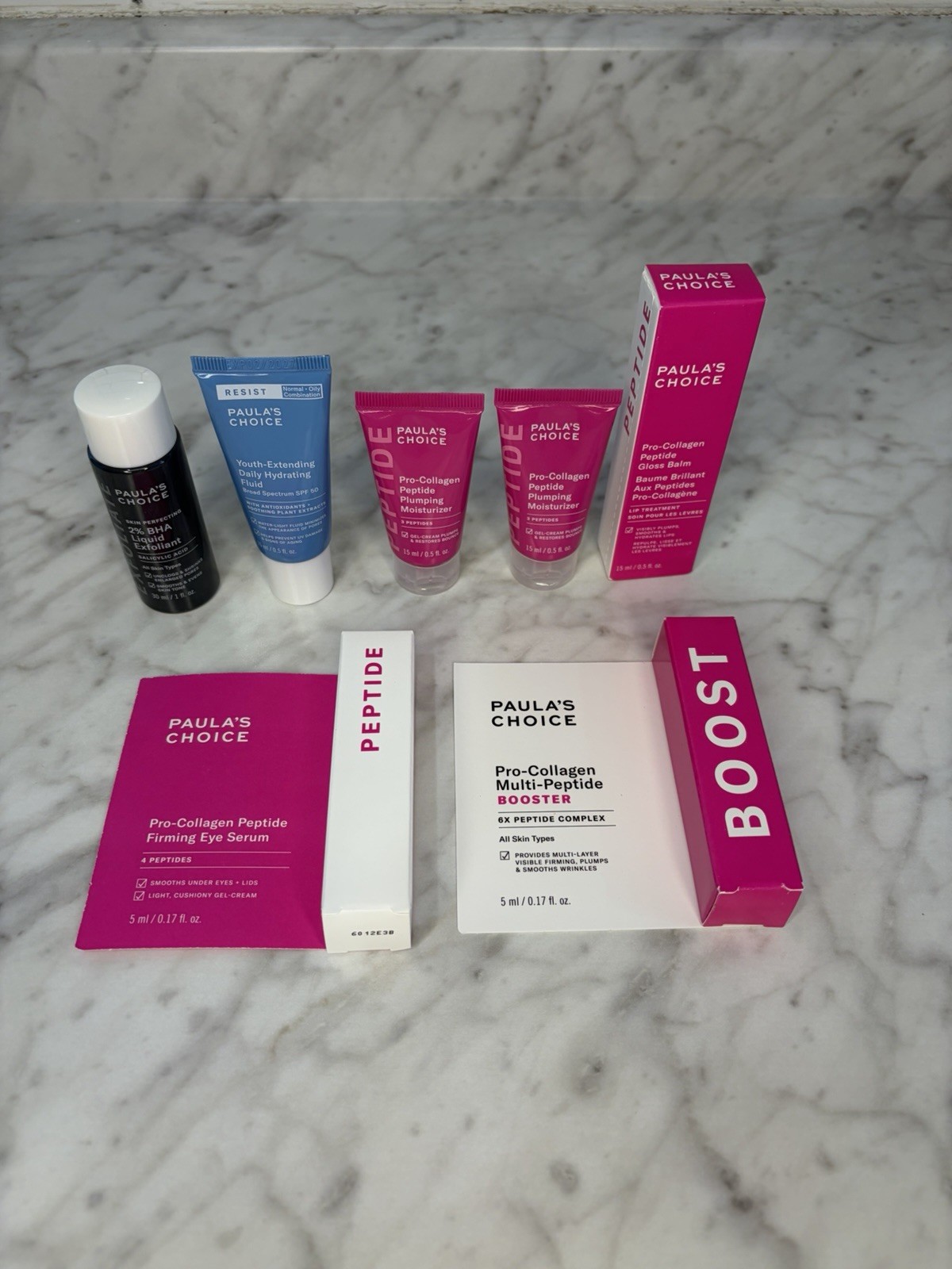 Paula's Choice RESIST Travel Skin Care Set 2% BHA Peptides SPF50 Lot of 7