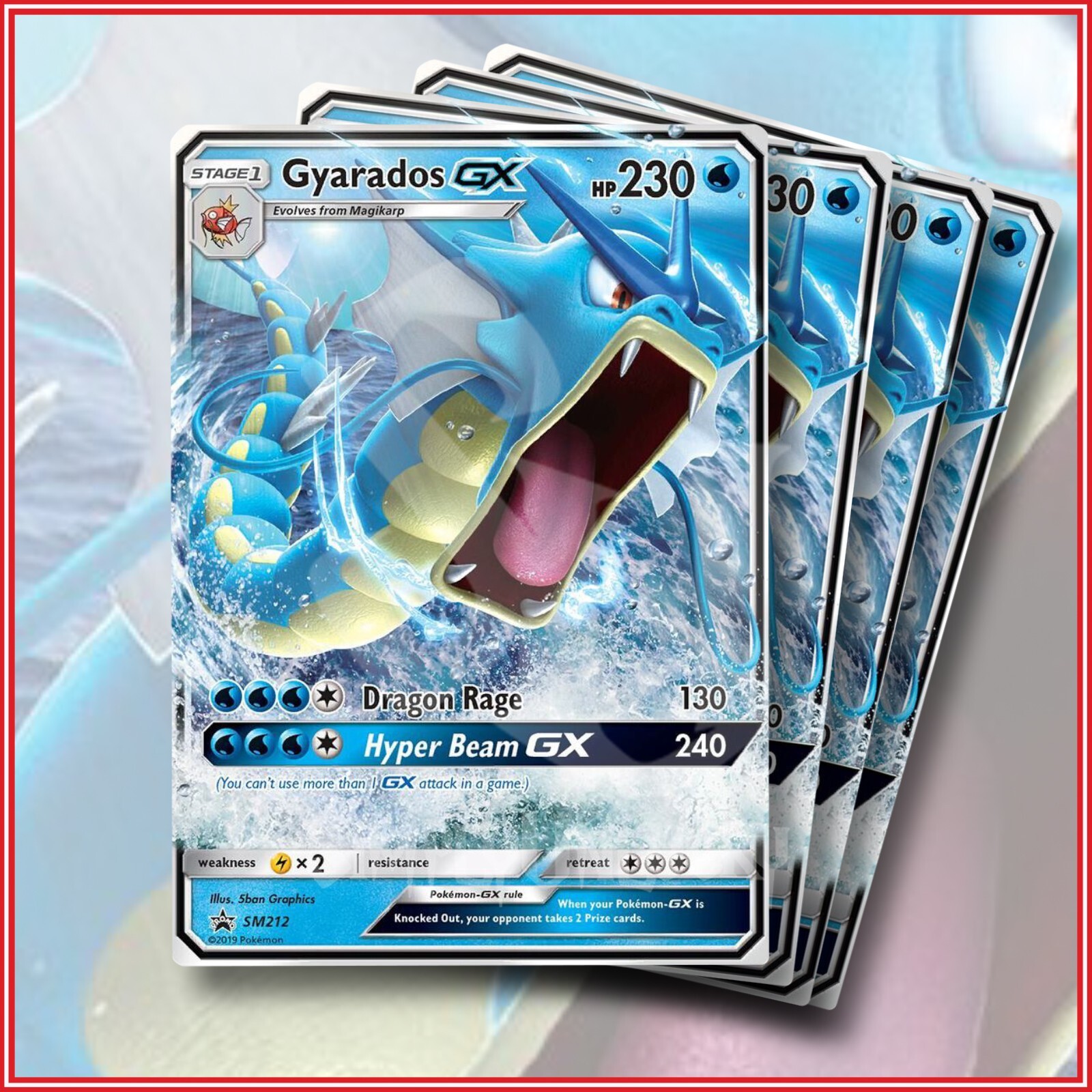 Pokémon TCG Gyarados GX - SM212 Sun & Moon Promo Set of 4