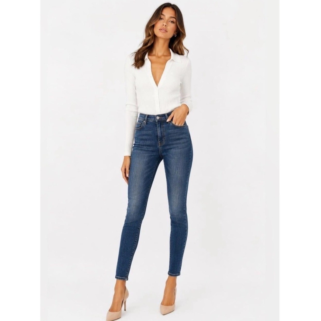 Reformation Harper High Rise Skinny Jeans Dark Blue Women Size 28