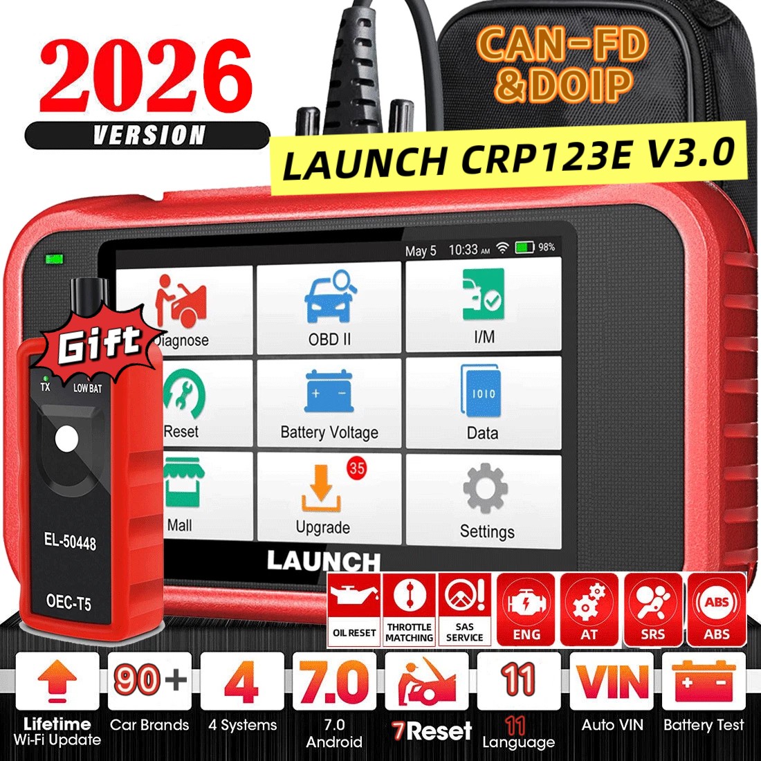 2026 LAUNCH CRP123E V3.0 OBD2 Scanner Auto Diagnostic Engine DPF OIL Code Reader