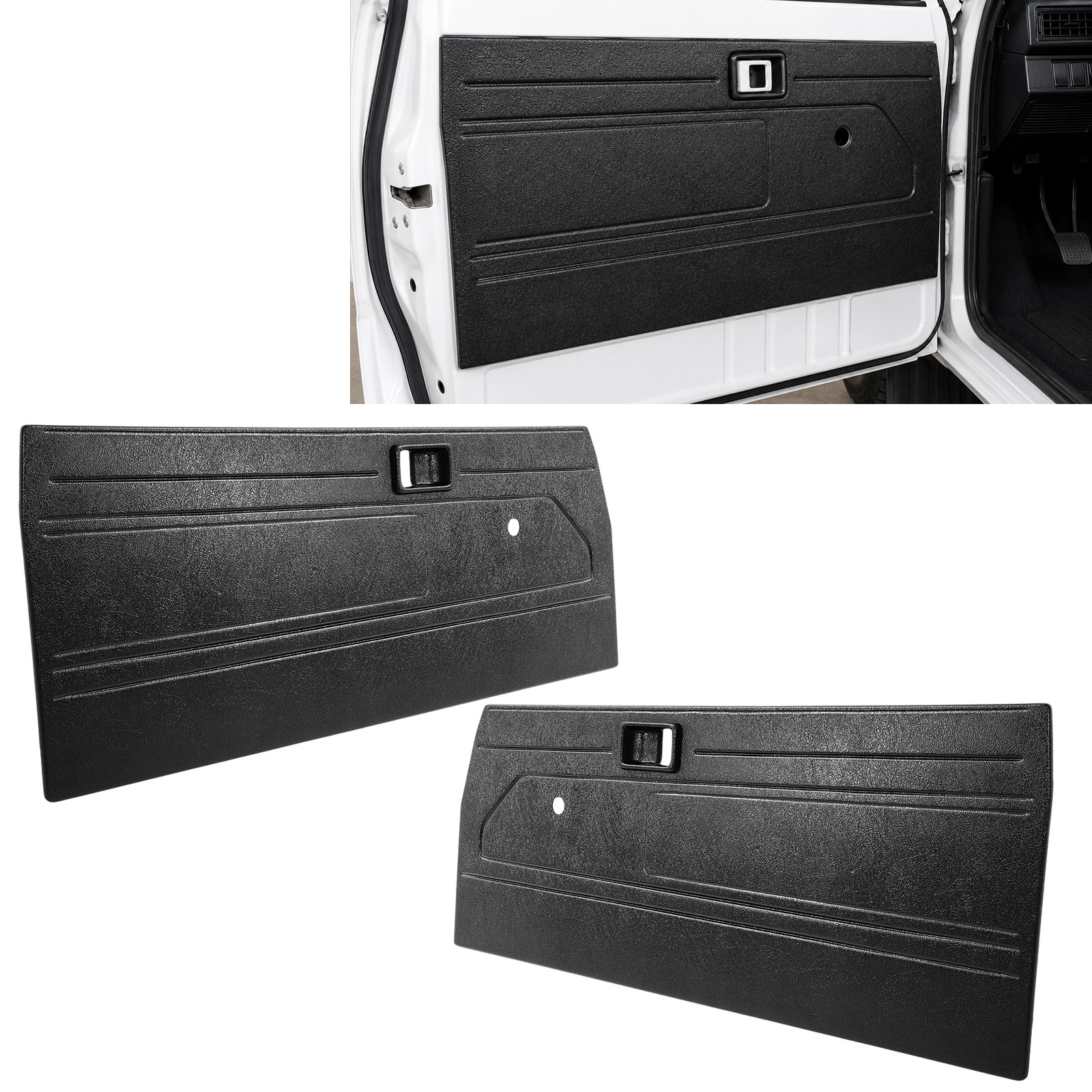 Fit 84-87 Toyota Pickup Truck Interior Door Panels Center Section Black ABS