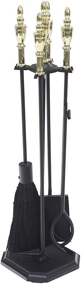 Minuteman International Westford Fireplace Tool Set, Polished Brass and Black Minuteman International Westford Fireplace Tool Set, Polished Brass and Black
