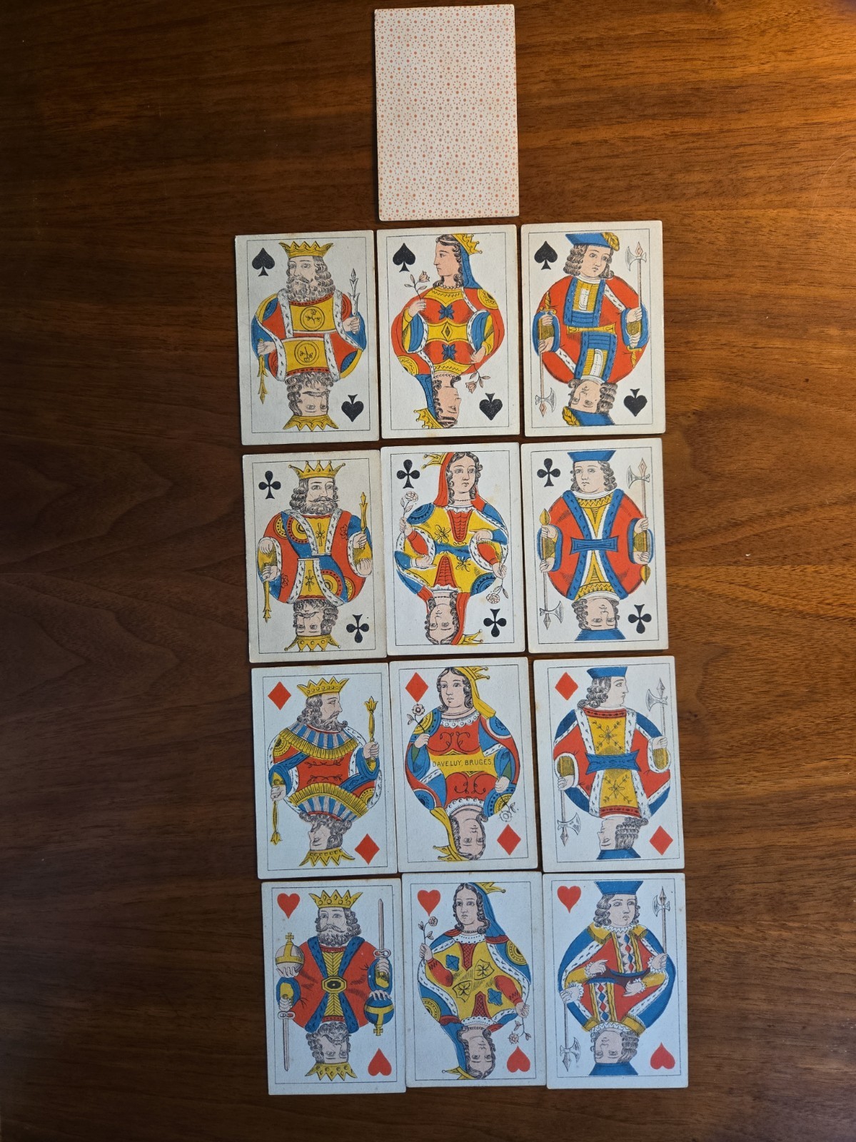 Rare Antique c.1865 Daveluy Bruges Playing Cards - Complete 32-Card Piquet Deck