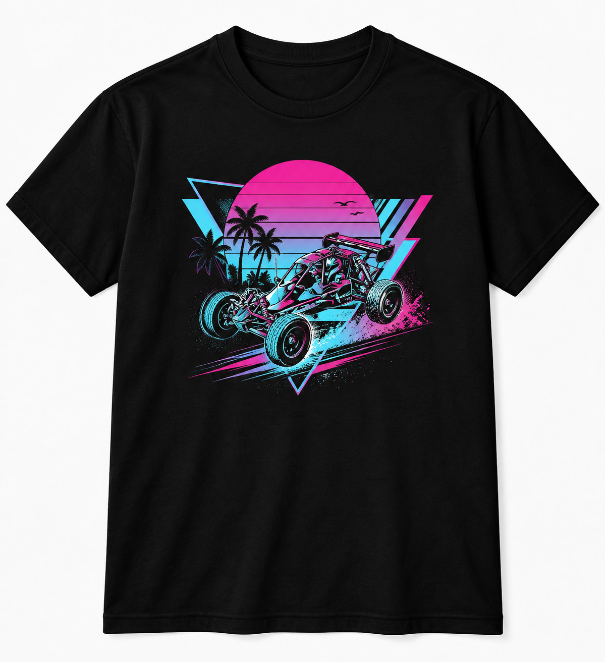 Retro Dune Buggy Graphic T-Shirt Neon Off Road Racing Vintage Style Tee S - 5XL
