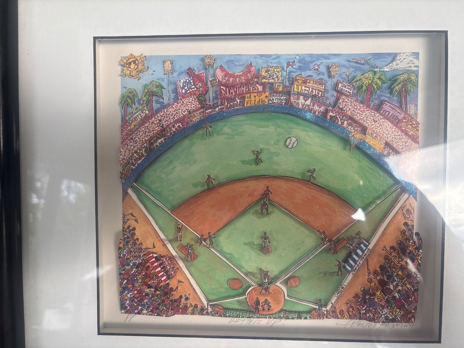 Charles Fazzino Batter Up PP Printer’s Proof Signed 3D Serigraph Framed 1990
