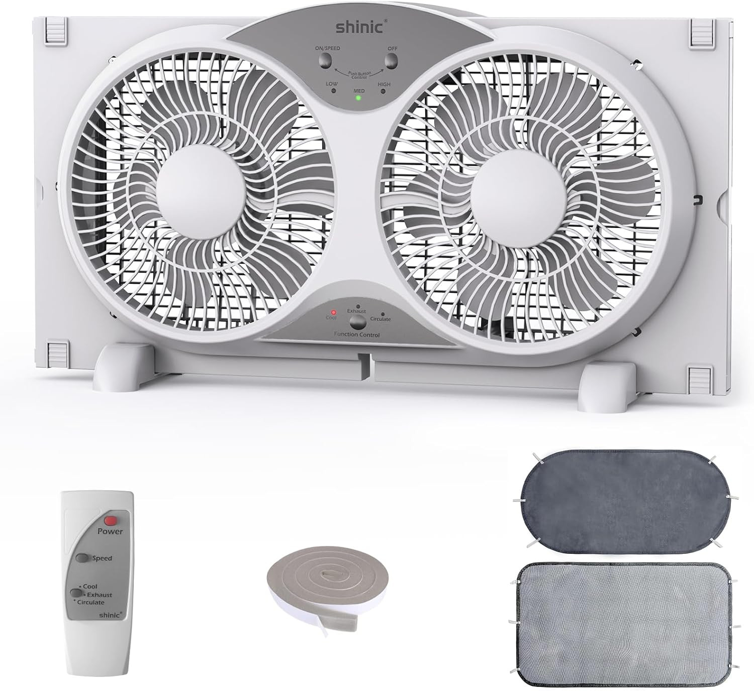 Shinic 2026 9 Inch Twin Window Fan – Quiet, Reversible Airflow, with Removable