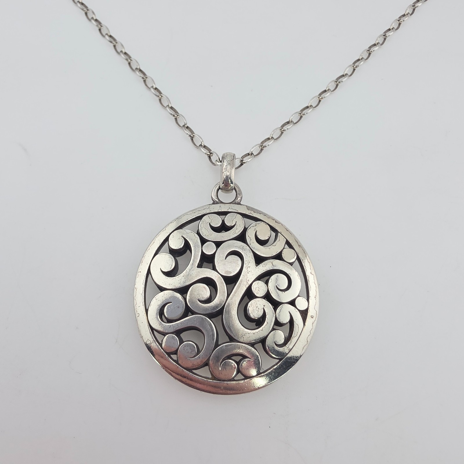 BRIGHTON \'Contempo\' Necklace Reversible Long Open Scrollwork Silver Plated 38\