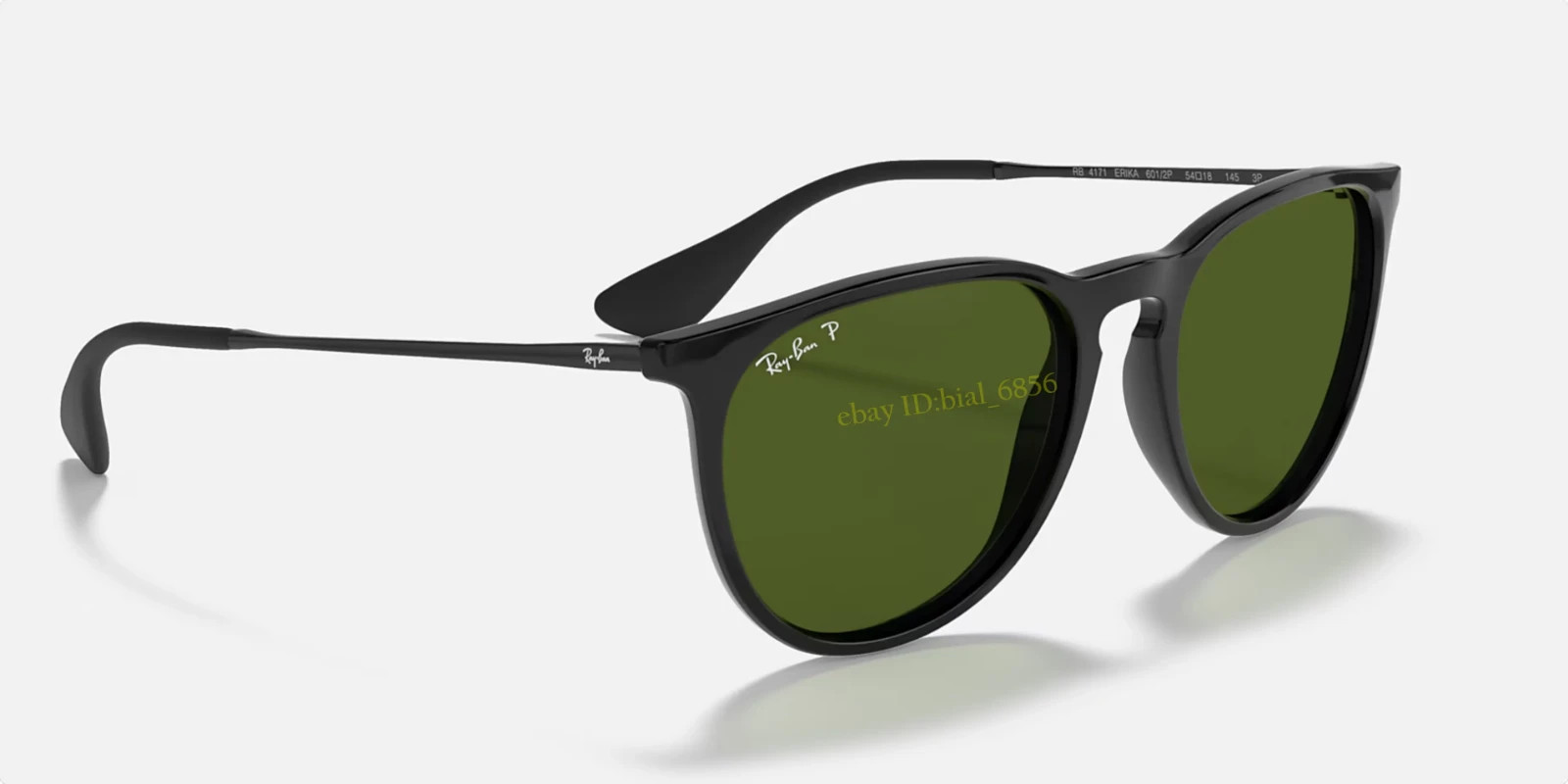 Ray-Ban Erika RB4171 601/2P Classic Polarized Sunglasses 54-18 Black G-15 Green