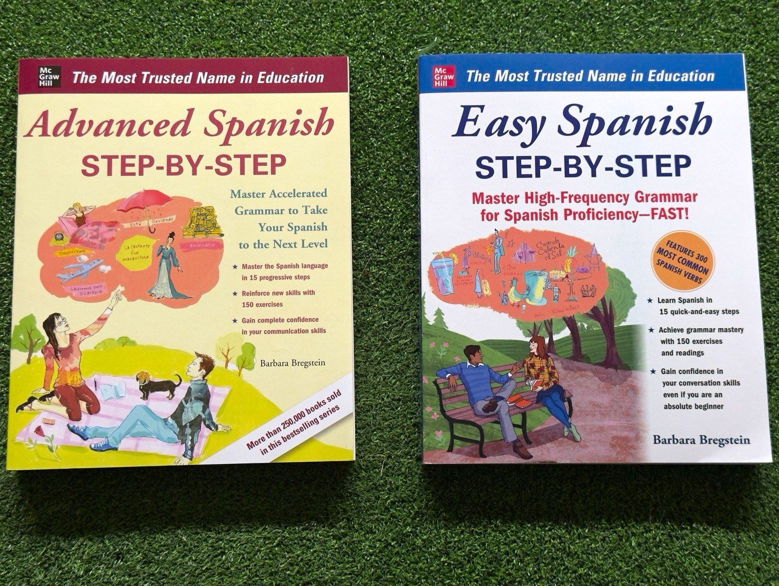 Easy & Advanced Spanish Step-by-Step Barbara Bregstein McGraw Hill 2 Book Set