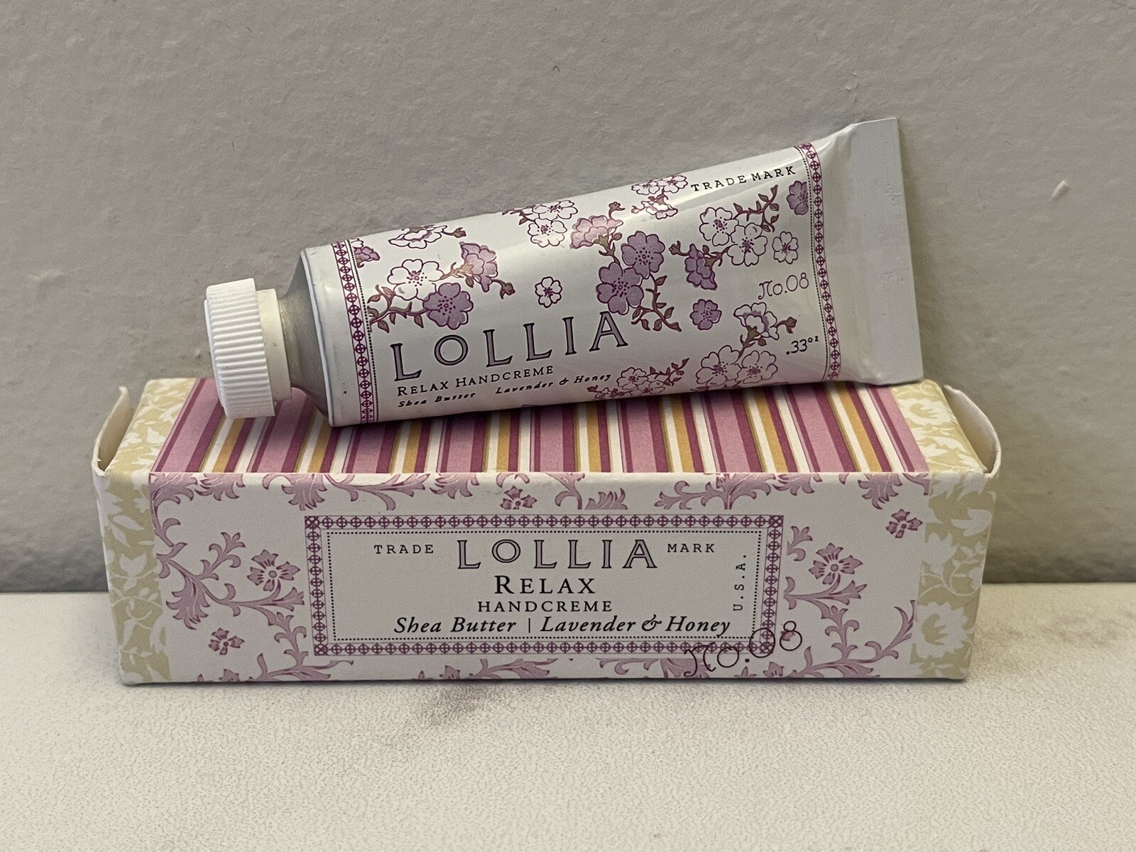 Lollia Relax Handcreme Petite Treat Tube Shea Butter , Lavender & Honey .33oz