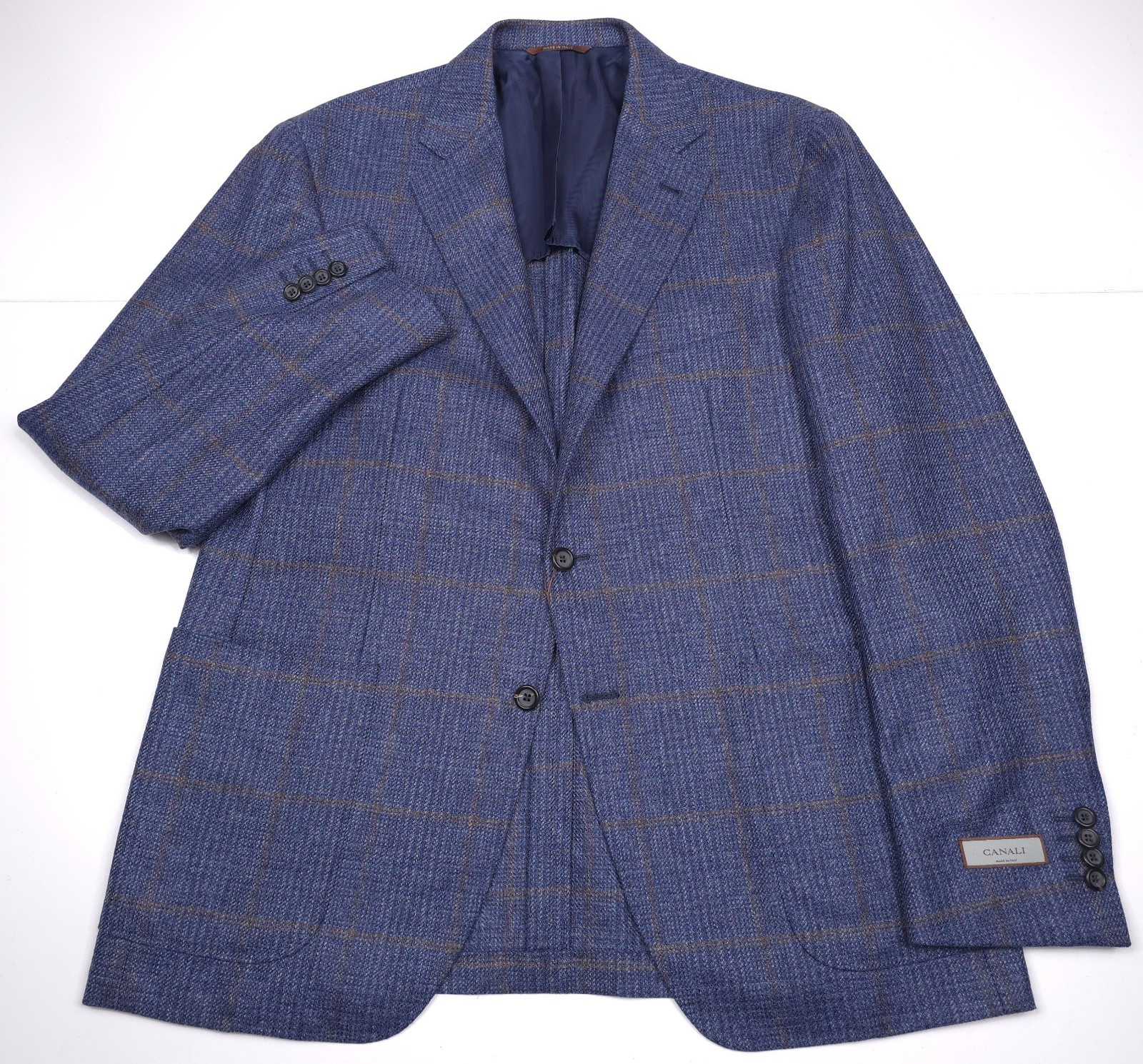 Canali Kei Unstructured Trim Fit Sport Coat Mens 44R (Italy 54R) Plaid Wool