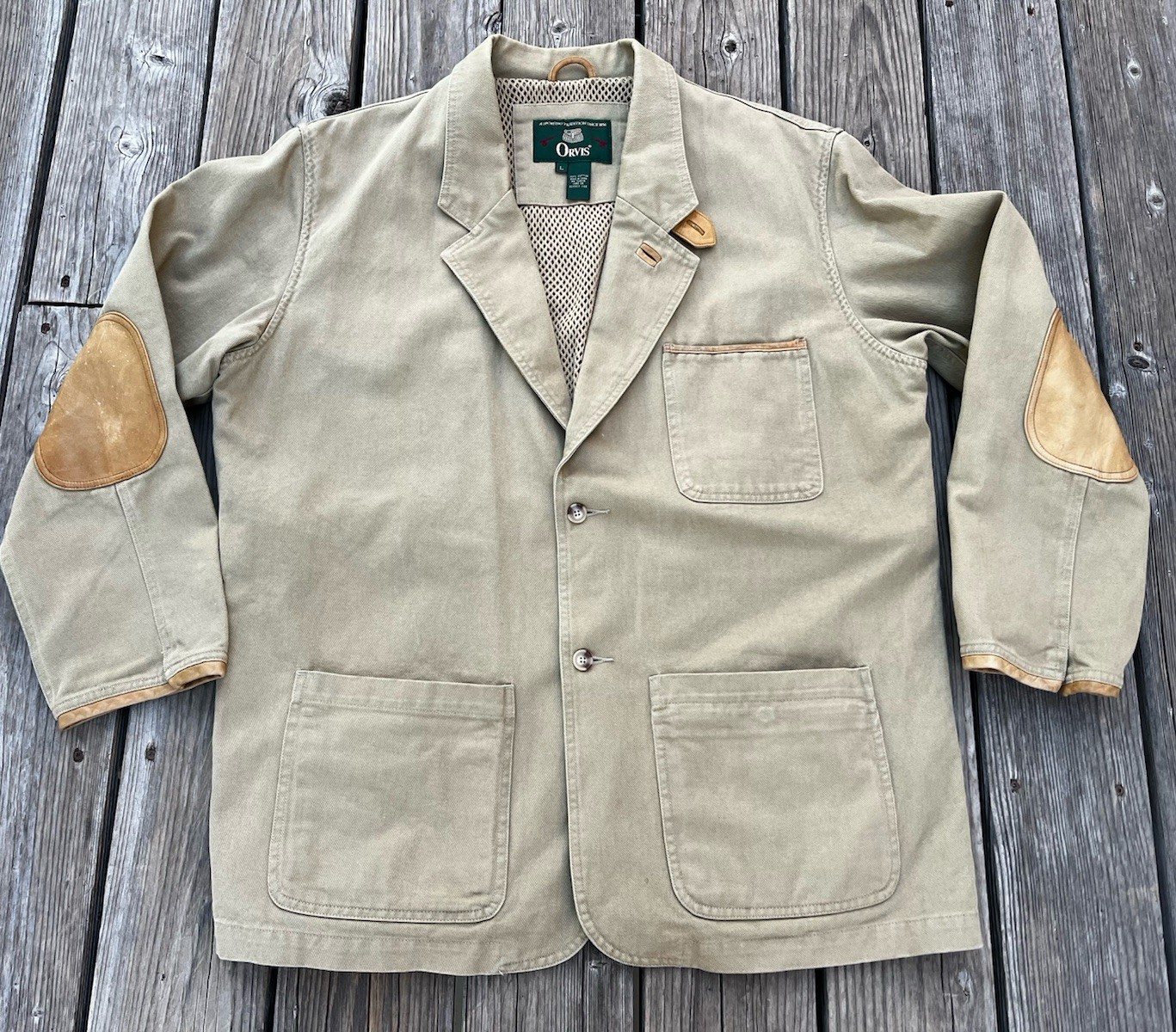 Vintage ORVIS Men\'s L Zambezi Cotton Safari Field Jacket Leather Elbow Patches Vintage ORVIS Men\'s L Zambezi Cotton Safari Field Jacket Leather Elbow Patches