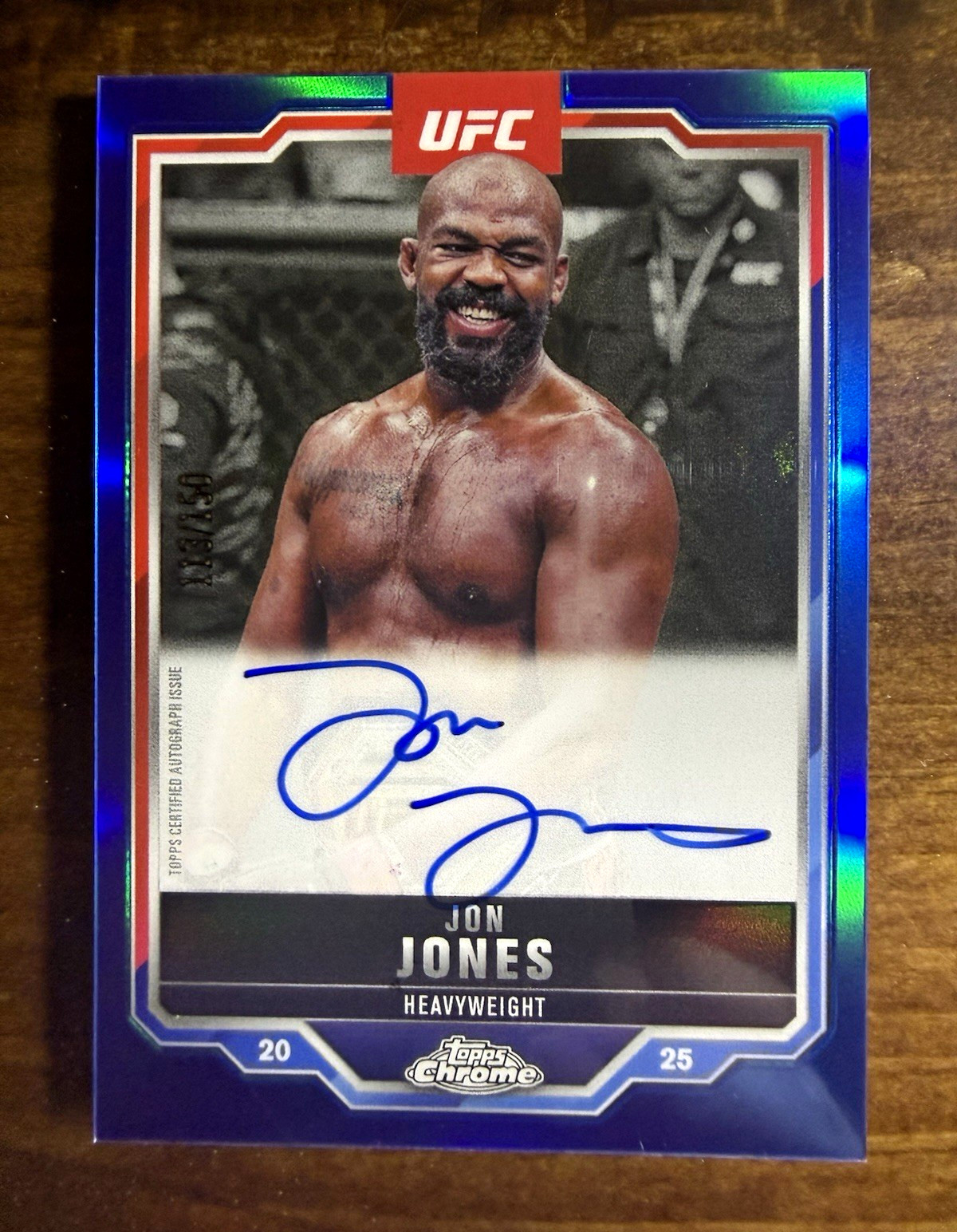 2025 Topps Chrome UFC Jon Jones Chrome Veteran Auto Blue #CVA-JJ /150