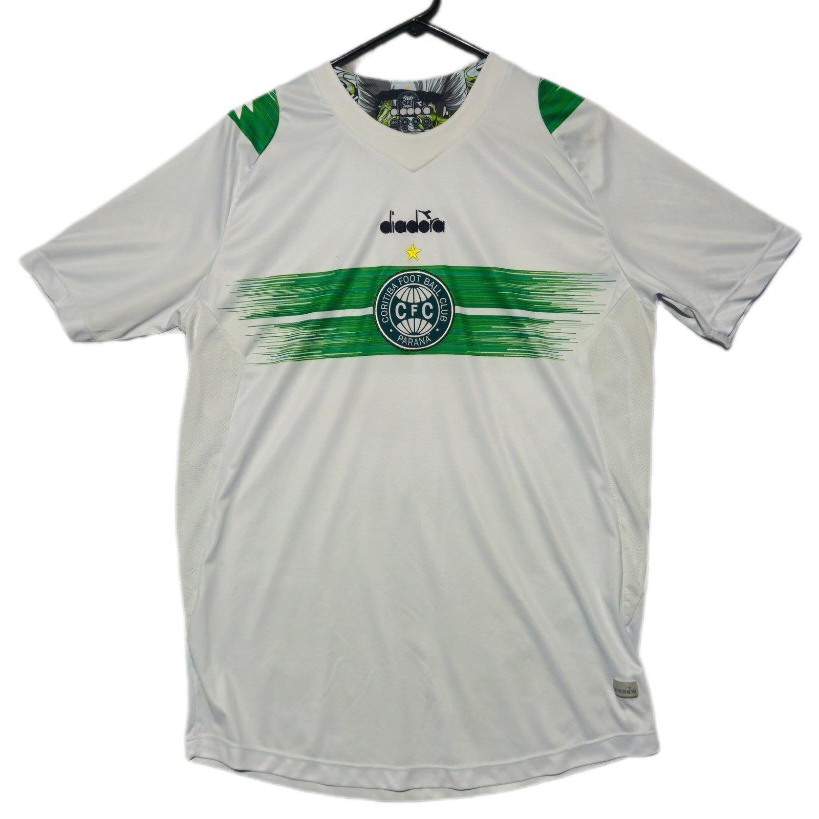 DIADORA Coritiba CFC Mens XL White Green Soccer Football Club Jersey Brazil