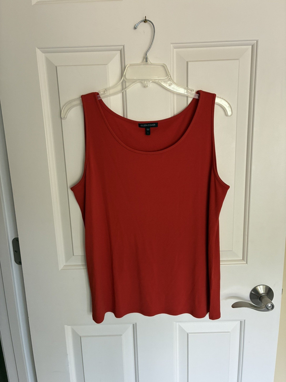 NWOT Eileen Fisher Fire orange Silk Ballet Neck Tank Top- Large