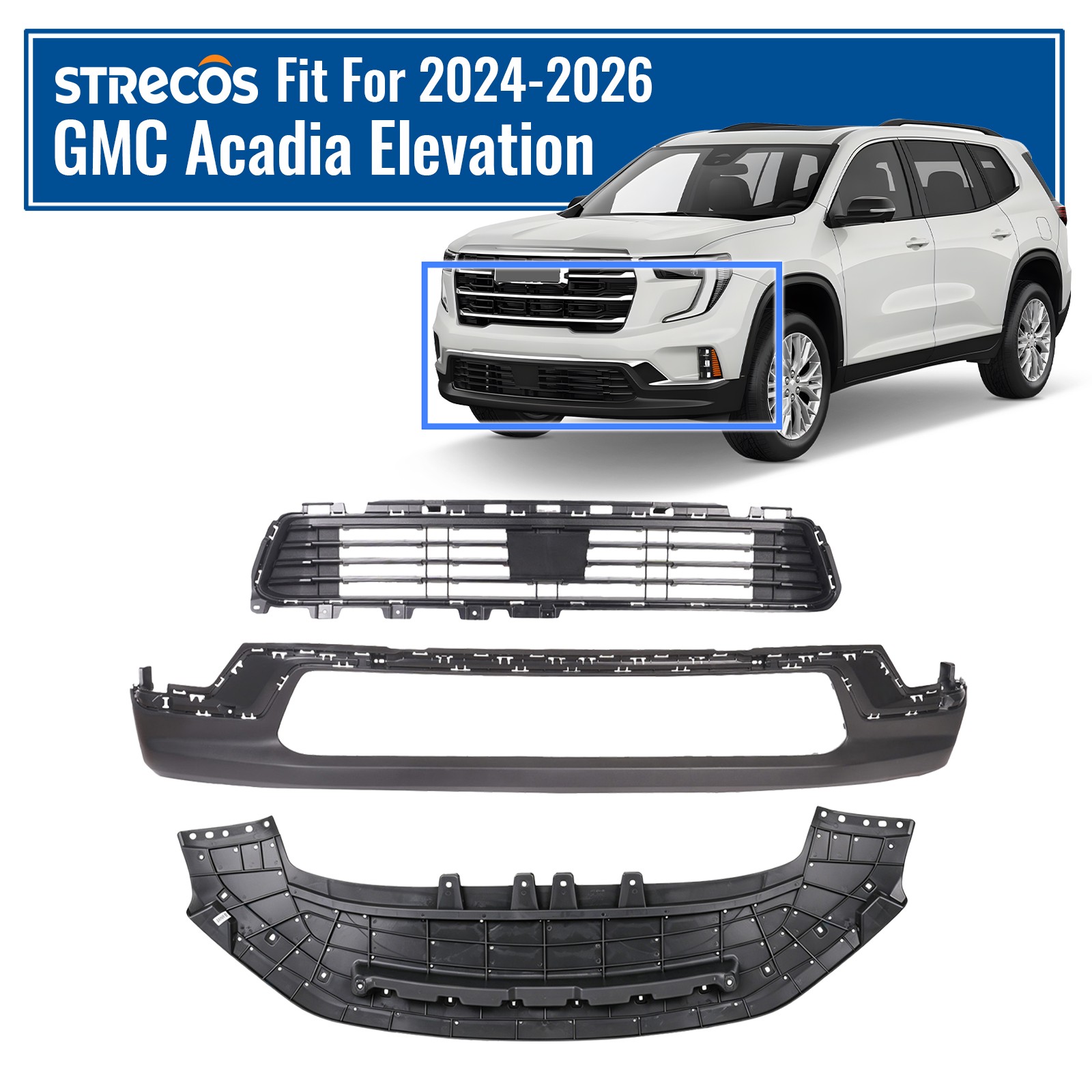 For 2024-2027 GMC Acadia Front Lower Bumper Grille Lower Valance Stiffener