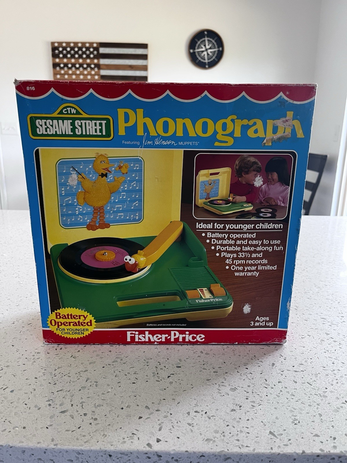 Vintage 1983 Fisher-Price Sesame Street Phonograph Record Player Tested Works