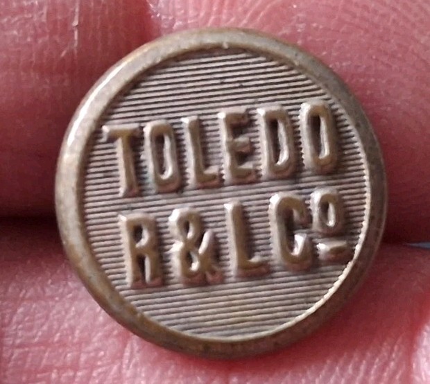 Vintage Toledo Rys. & Light Co. Railroad Uniform Button Medium Gilt Vintage Toledo Rys. & Light Co. Railroad Uniform Button Medium Gilt