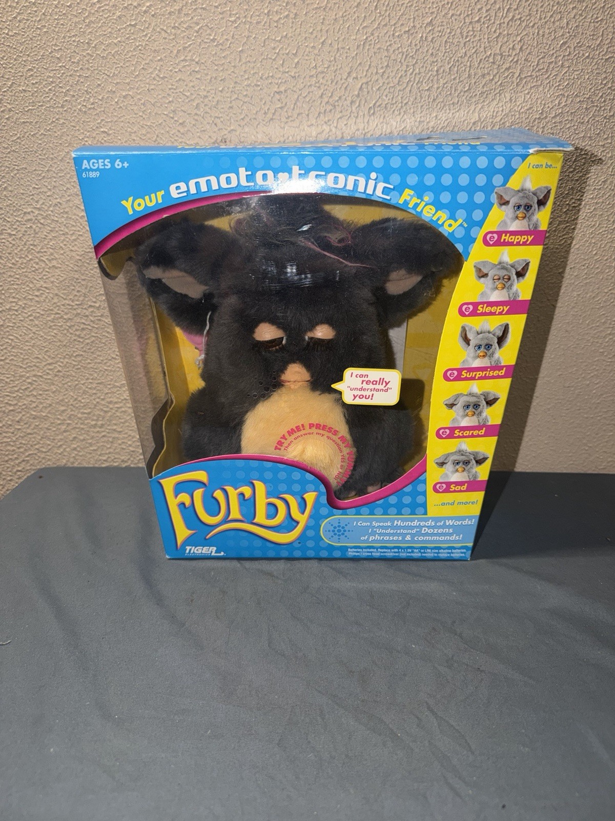 Vintage 2005 Furby Dark gray + Tan with Brown Eyes - Tiger Electro, Non Working