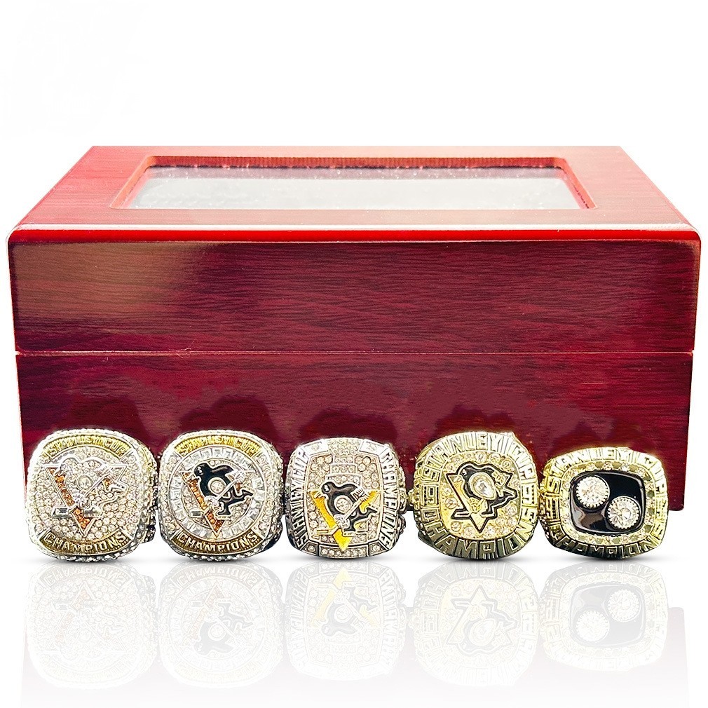 5PCS Pittsburgh Penguins Stanley Cup Championship Rings Set with Box 5PCS Pittsburgh Penguins Stanley Cup Championship Rings Set with Box