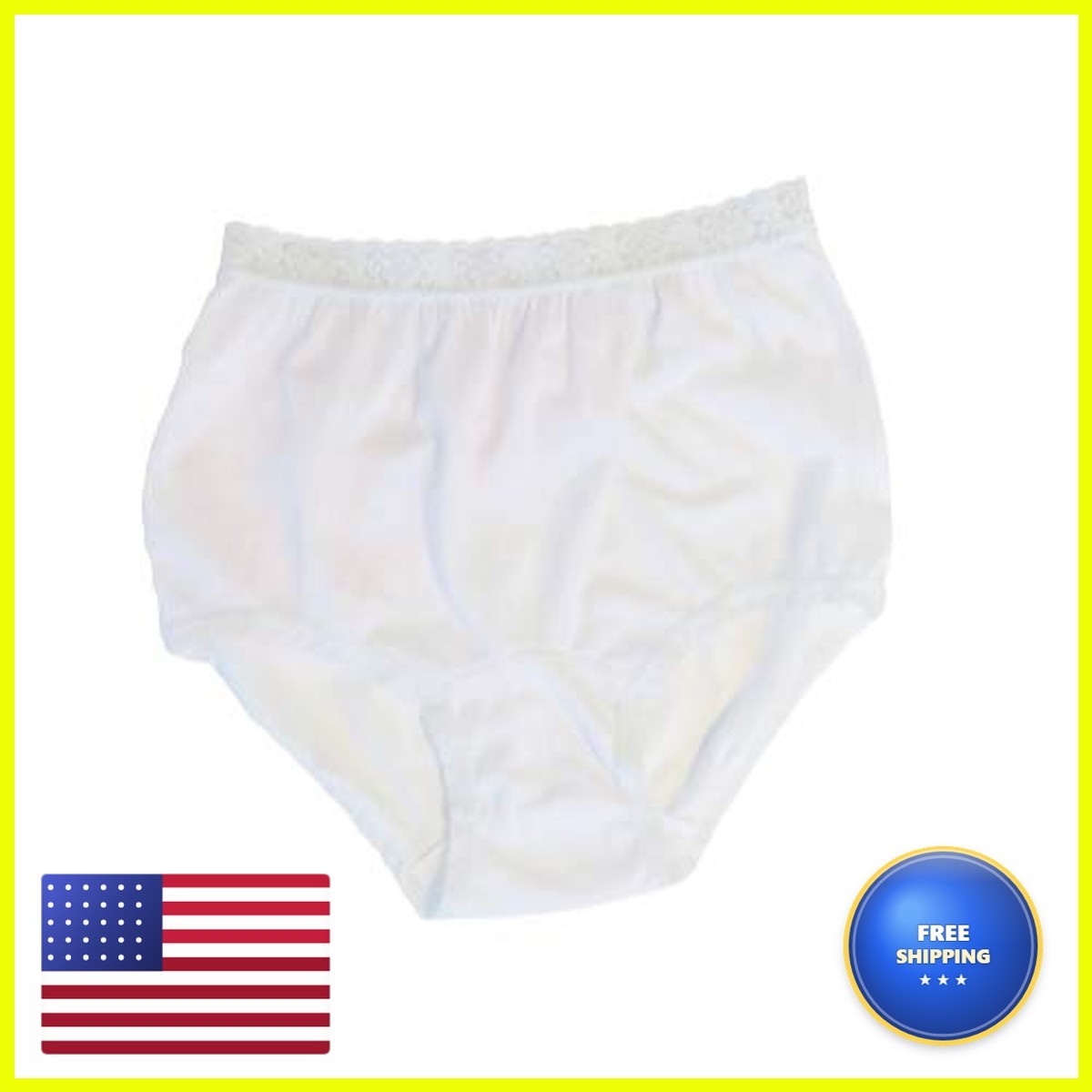 Carole Brand Women\'s White Nylon Lace Trim Panties Size 7 (3-Pack) NCU945 Carole Brand Women\'s White Nylon Lace Trim Panties Size 7 (3-Pack) NCU945