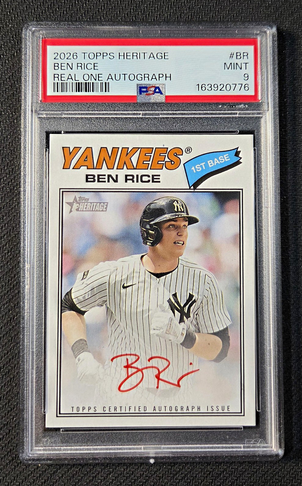 LOW POP 2026 Topps Heritage Ben Rice Real One Autographs Auto #ROA-BR PSA 9 LOW POP 2026 Topps Heritage Ben Rice Real One Autographs Auto #ROA-BR PSA 9