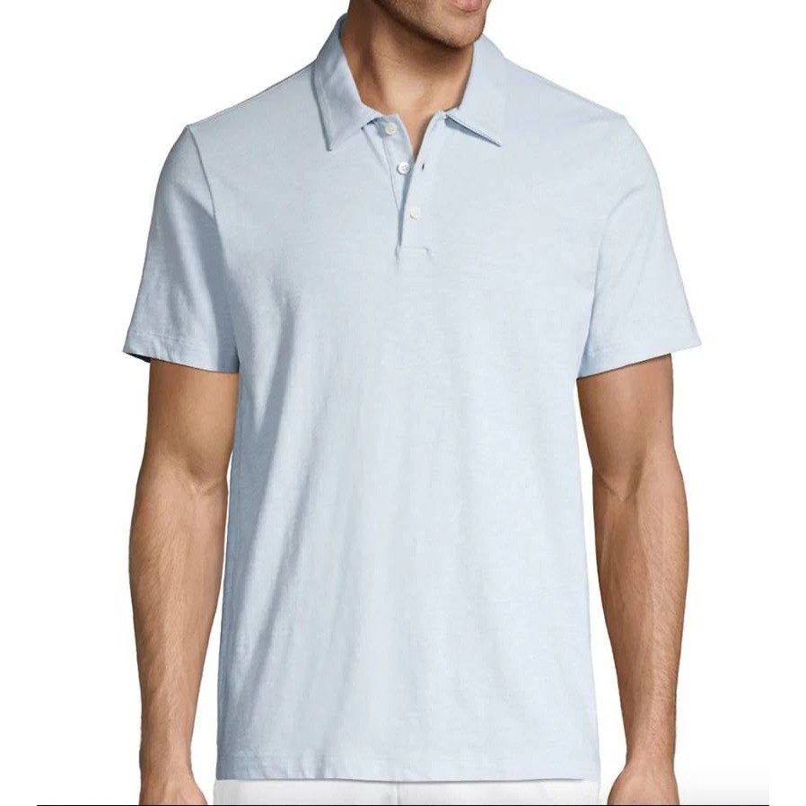 NWOT Theory Standard Polo O Geo Str Men\'s M Light Blue Cotton Jacquard Shirt