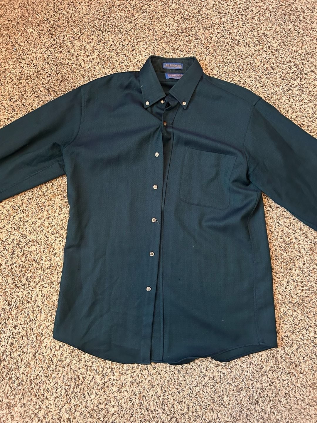 Sir Pendleton Long Sleeve Button Down Shirt Green Wool Sir Pendleton Long Sleeve Button Down Shirt Green Wool