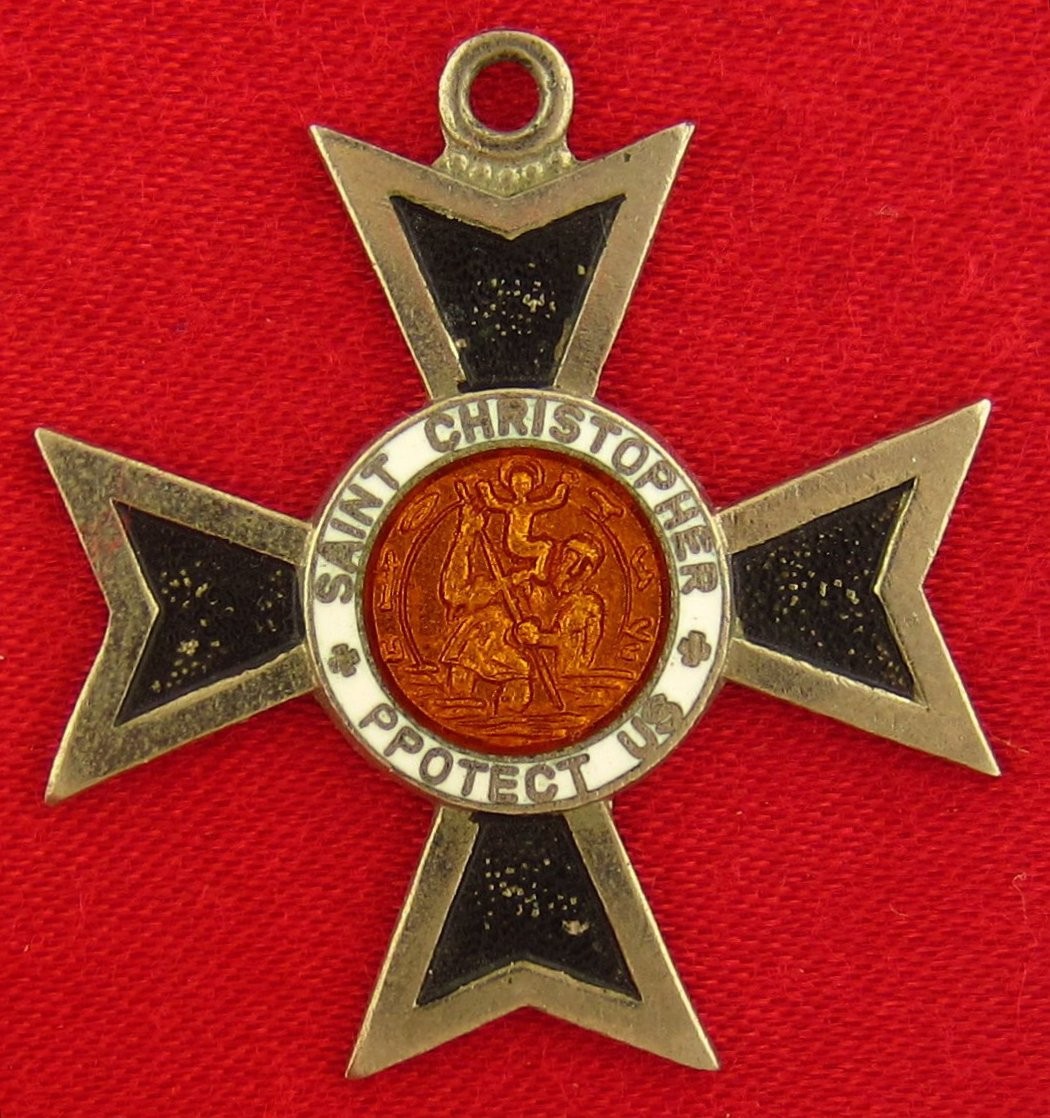 Vintage SAINT CHRISTOPHER Medal ORANGE ENAMEL MALTESE CROSS Pendant SURFER Japan Vintage SAINT CHRISTOPHER Medal ORANGE ENAMEL MALTESE CROSS Pendant SURFER Japan