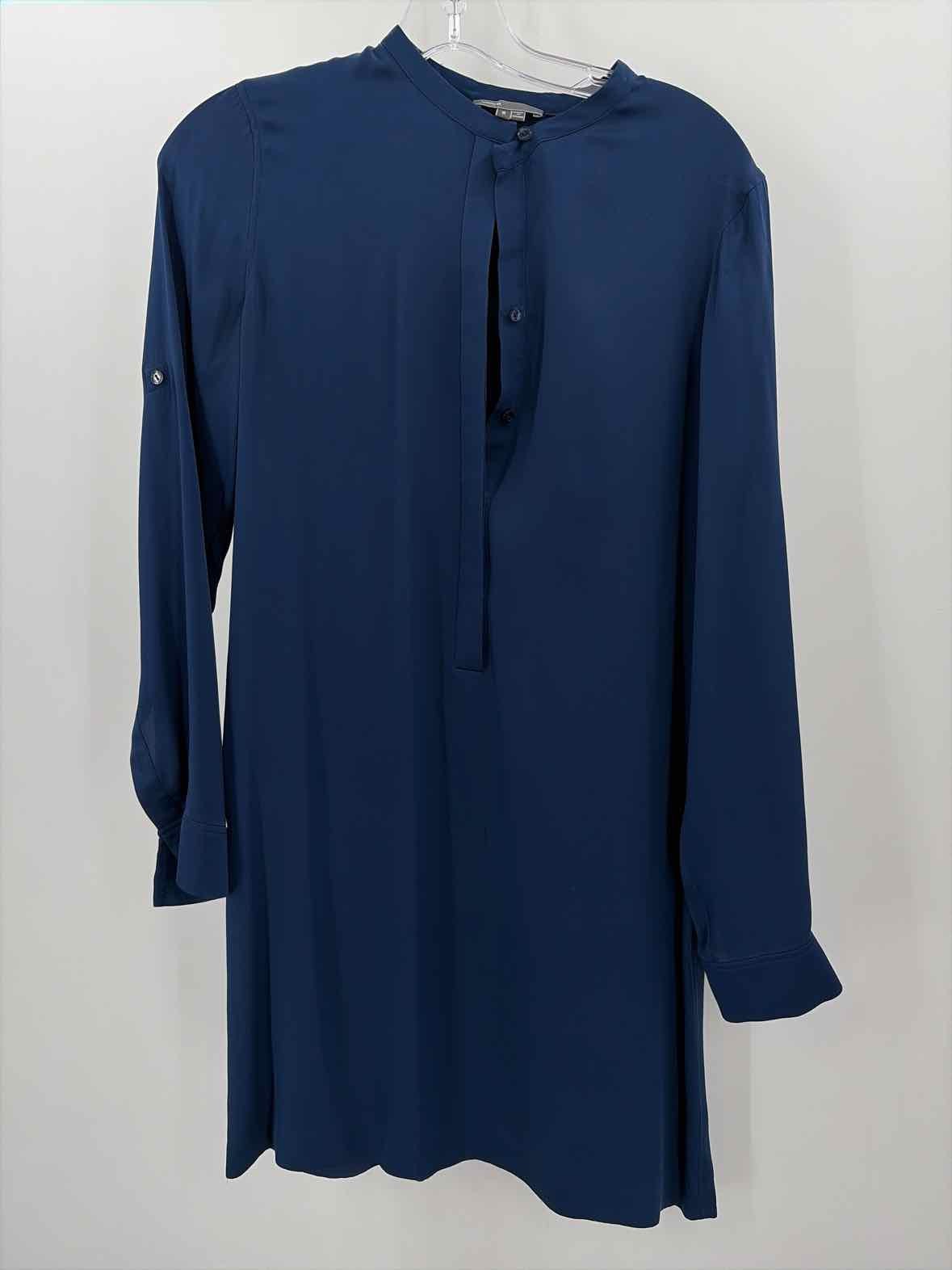 Pre-Owned Vince Navy Size 6 Knee Length Long Sleeve Dress