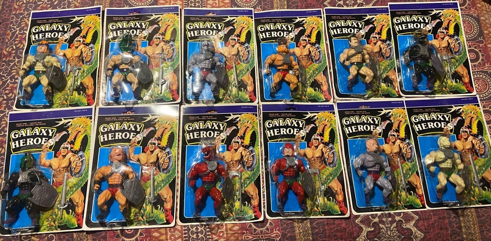 Motu KO Galaxy Heroes Vintage Complete set 12 Figures 80’s