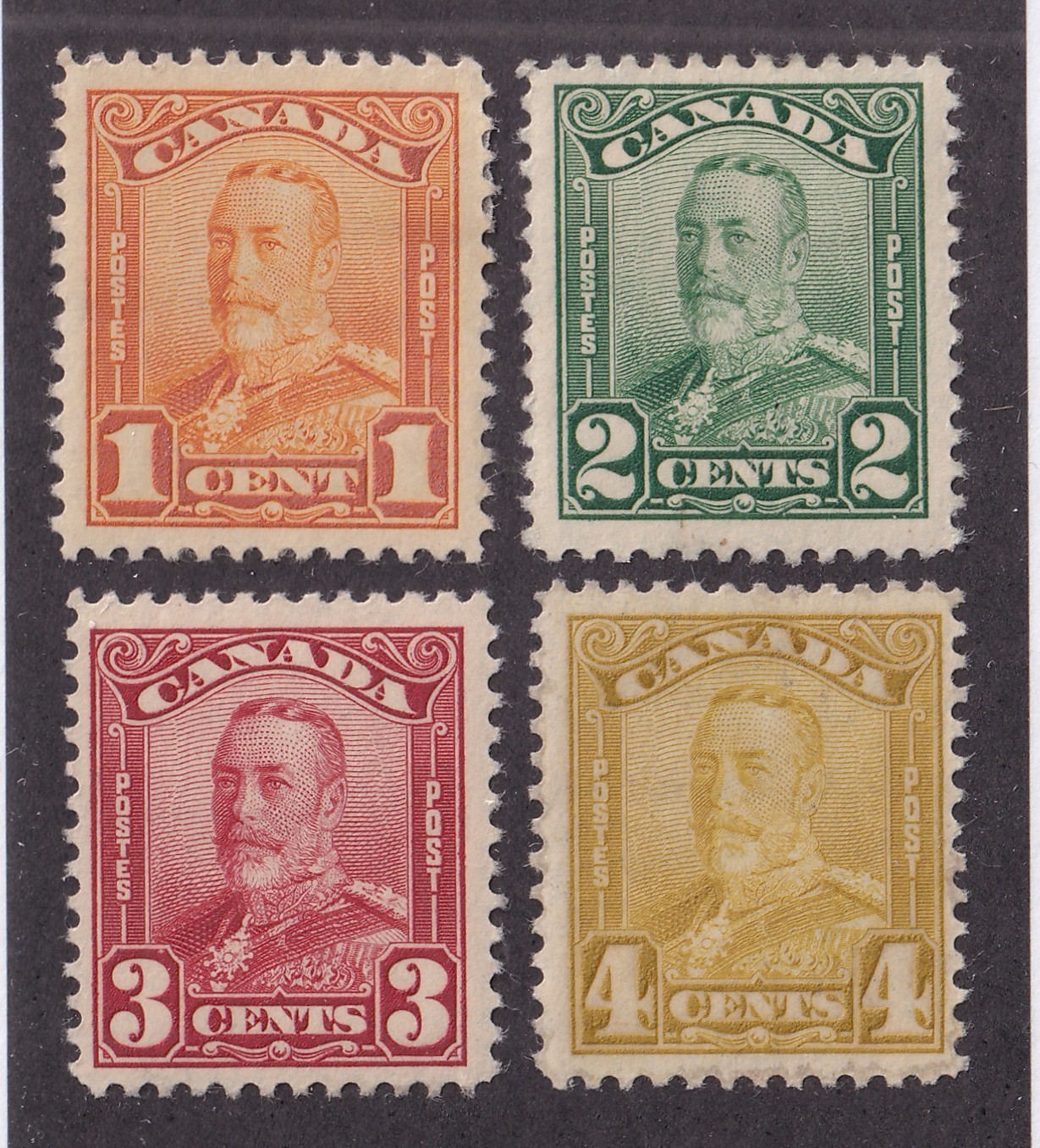 MATT'S STAMPS CANADA SCOTT #149-152 KING GEORGE V ISSUES OF 1928-29, MH CV$58