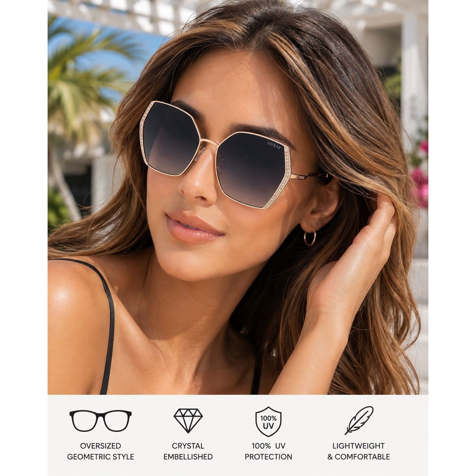 GUESS GU7843-S OVERSIZED SUNGLASSES + CASE
