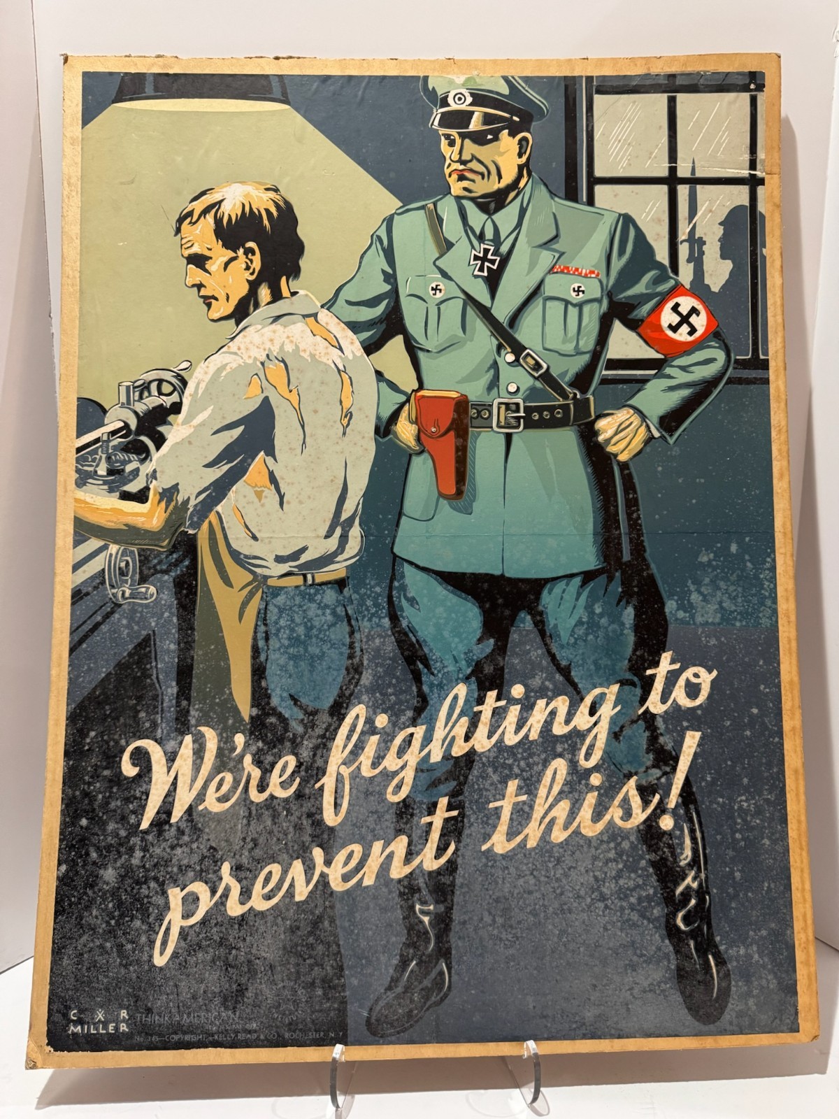 VTG 1943 WWII C.R. Miller Think American We’re Fighting to Prevent This Poster