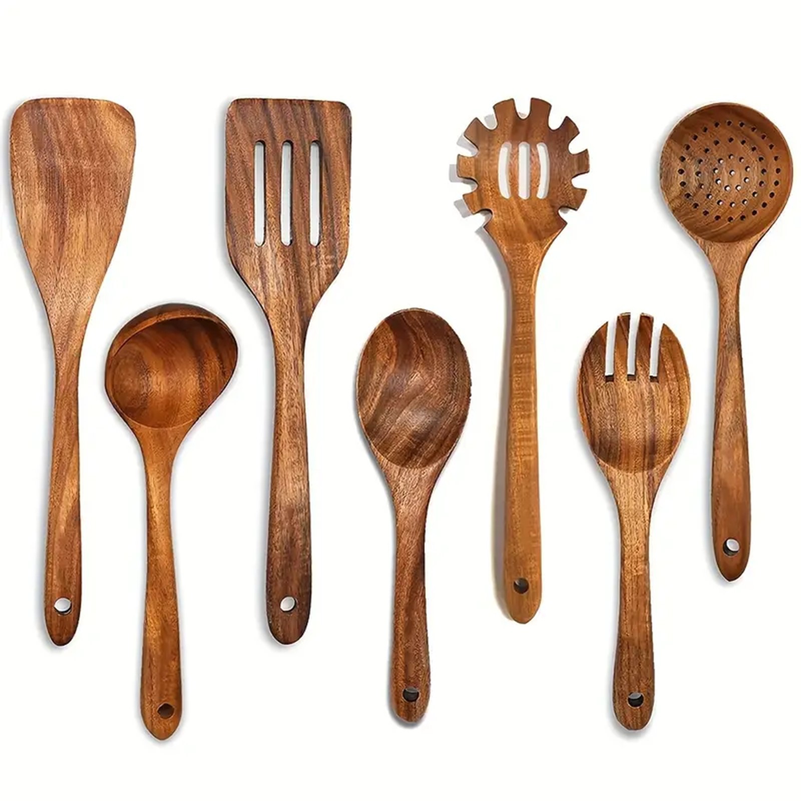 Wooden Kitchen Utensil Set - Natural Cooking Tools Wooden Kitchen Utensil Set - Natural Cooking Tools