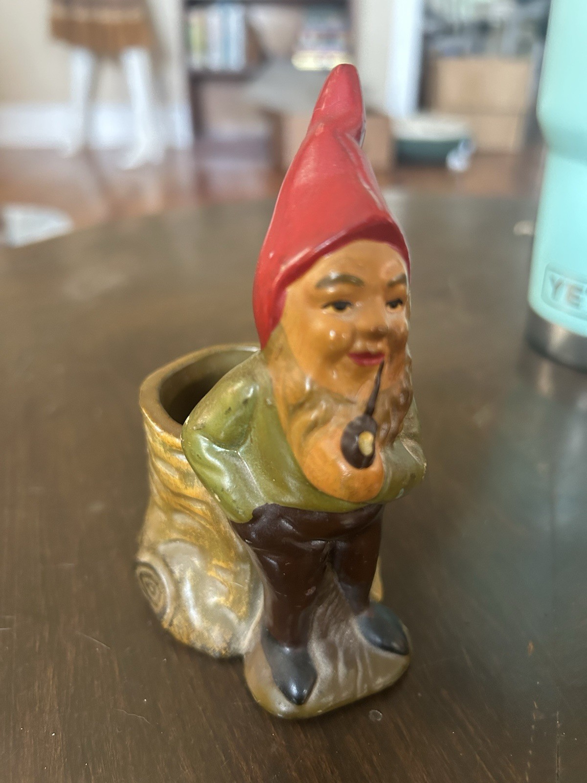 Vintage Terra Cotta  Heissner? Gnome Smoking Pipe