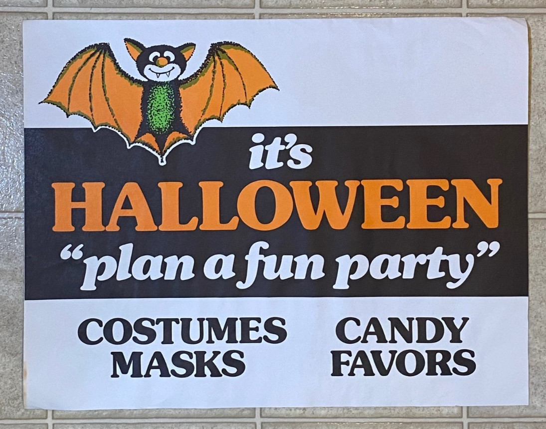 Vintage Ben Franklin 5 & Dime Store Hanging Halloween Sign 17-1/2\