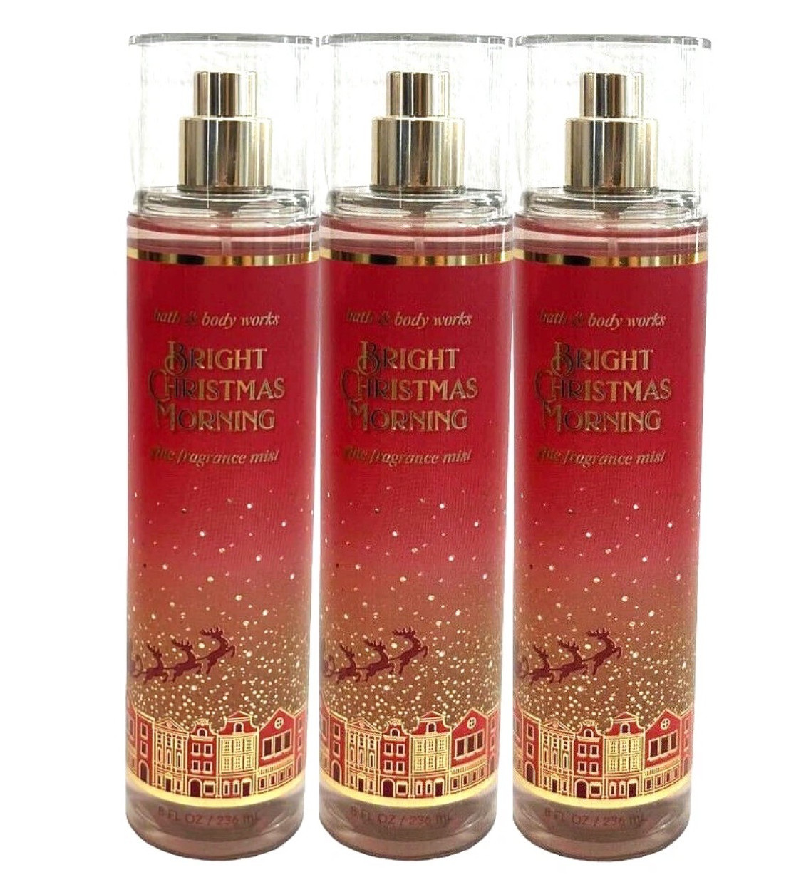 3X BBW Bath & Body Works BRIGHT CHRISTMAS MORNING Fine Fragrance Mist Spray 3X BBW Bath & Body Works BRIGHT CHRISTMAS MORNING Fine Fragrance Mist Spray