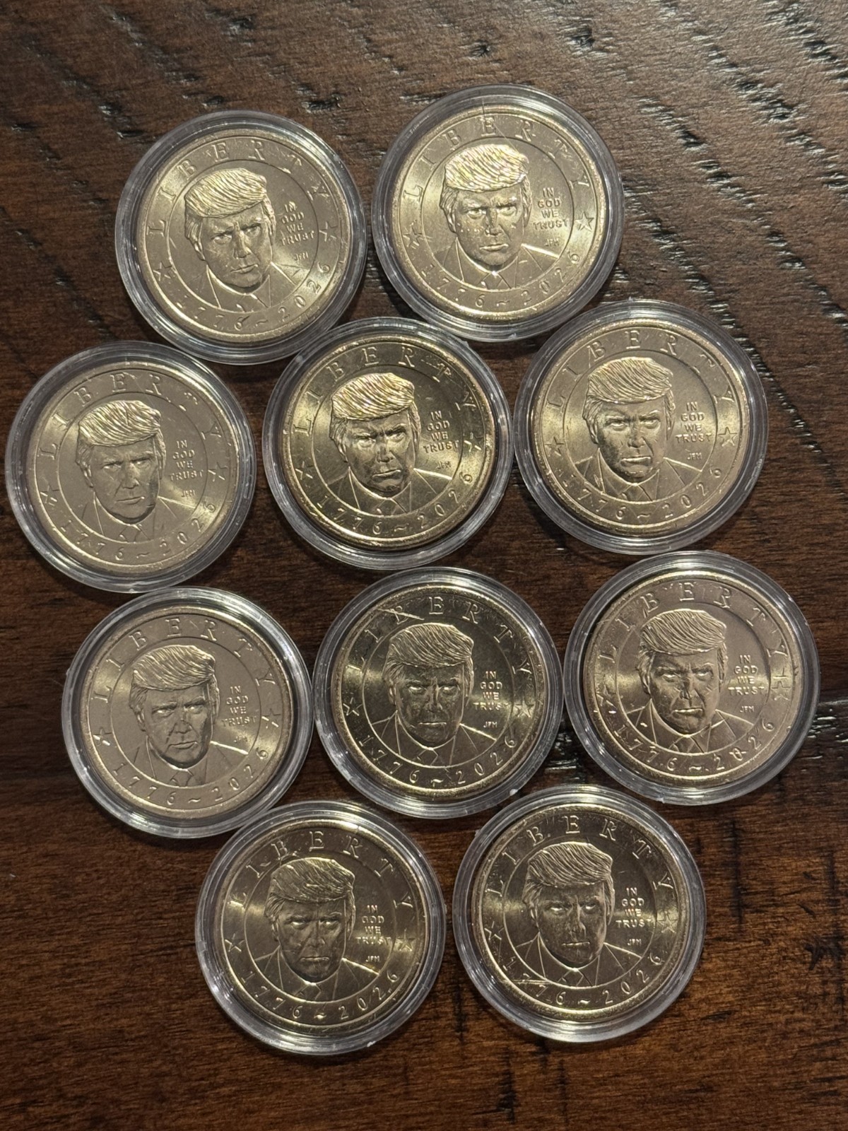 Ten 10 Semiquincentennial President Donald J. Trump $1 Coins 2026 US Mint +cases