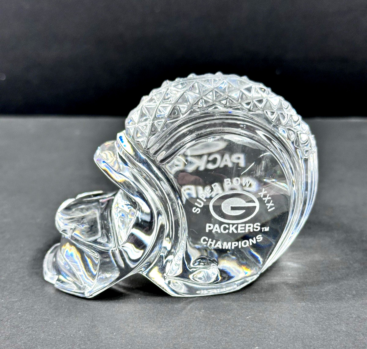 1997 Waterford Crystal Green Bay Packers Super Bowl XXXI Champions Helmet No Box