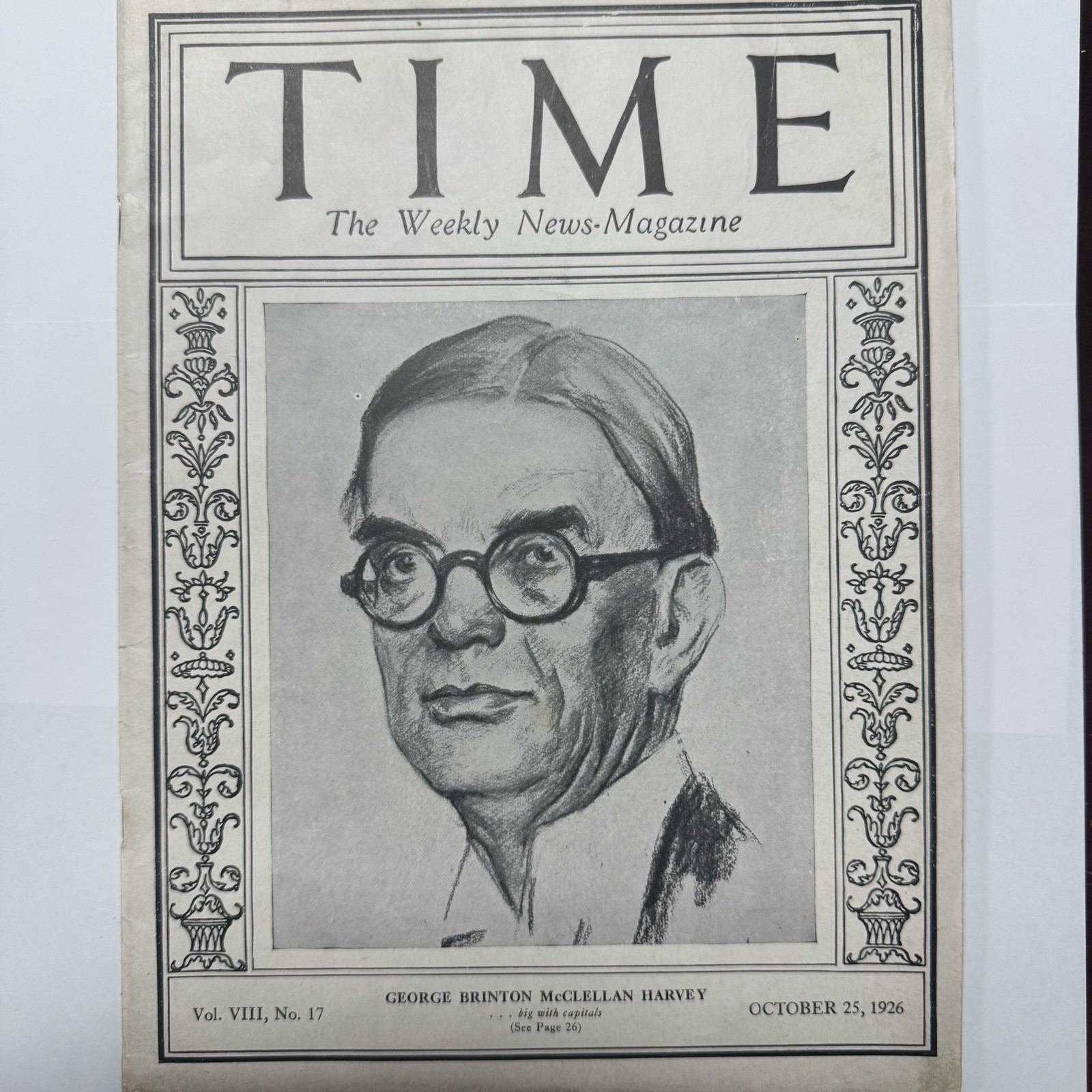 Vintage Time Magazine October 25 1926 George B. McClellan Cover Collectible