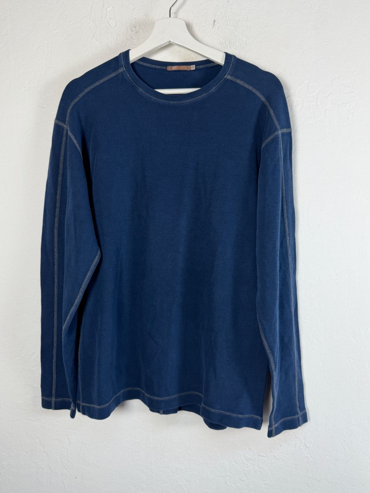 Agave Mens Blue Supima Cotton Solitude Long Sleeve Crewneck Shirt Medium Casual
