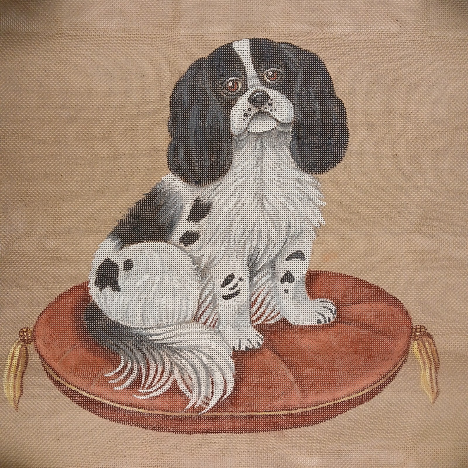 Cavalier King Charles Spaniel Needlepoint Canvas Painted Royal School Needlework