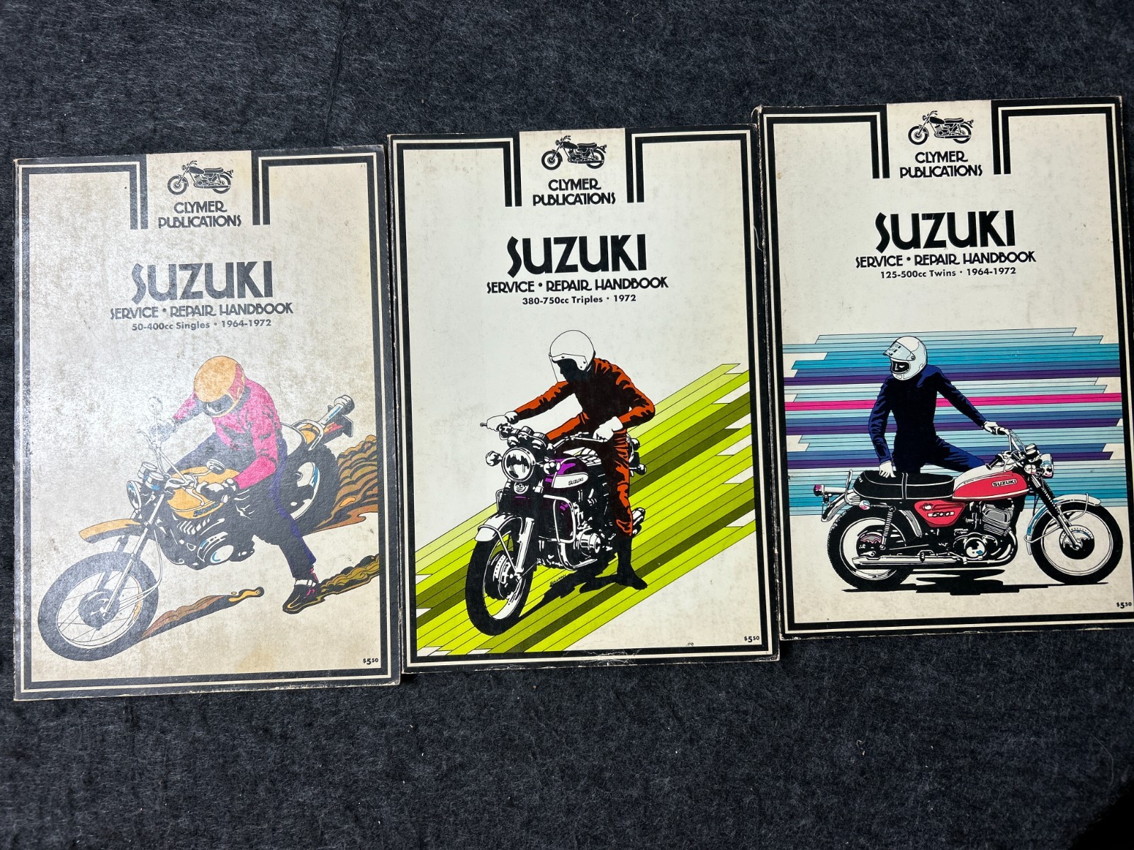 clymer publication Suzuki motorcycle manual 1970\'s lot of 3 clymer publication Suzuki motorcycle manual 1970\'s lot of 3