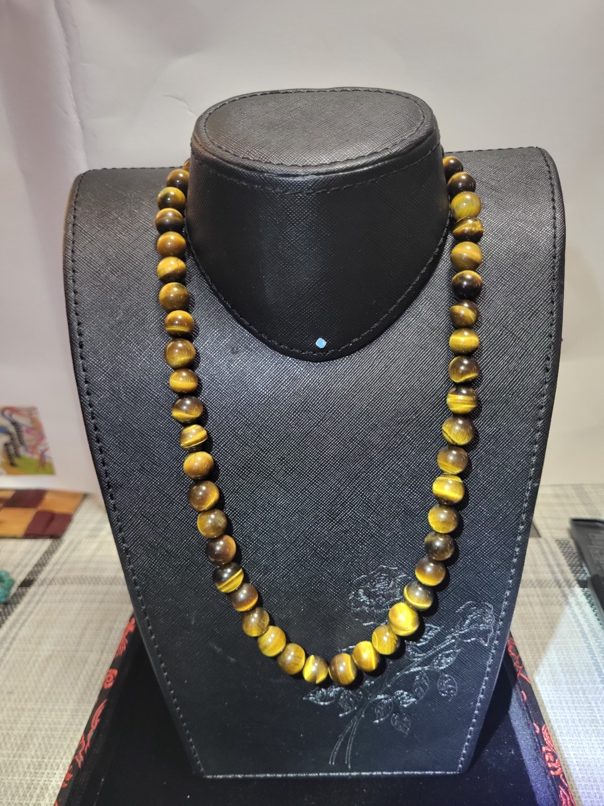 Natural Tiger\'s Eye Beaded Necklace 22\