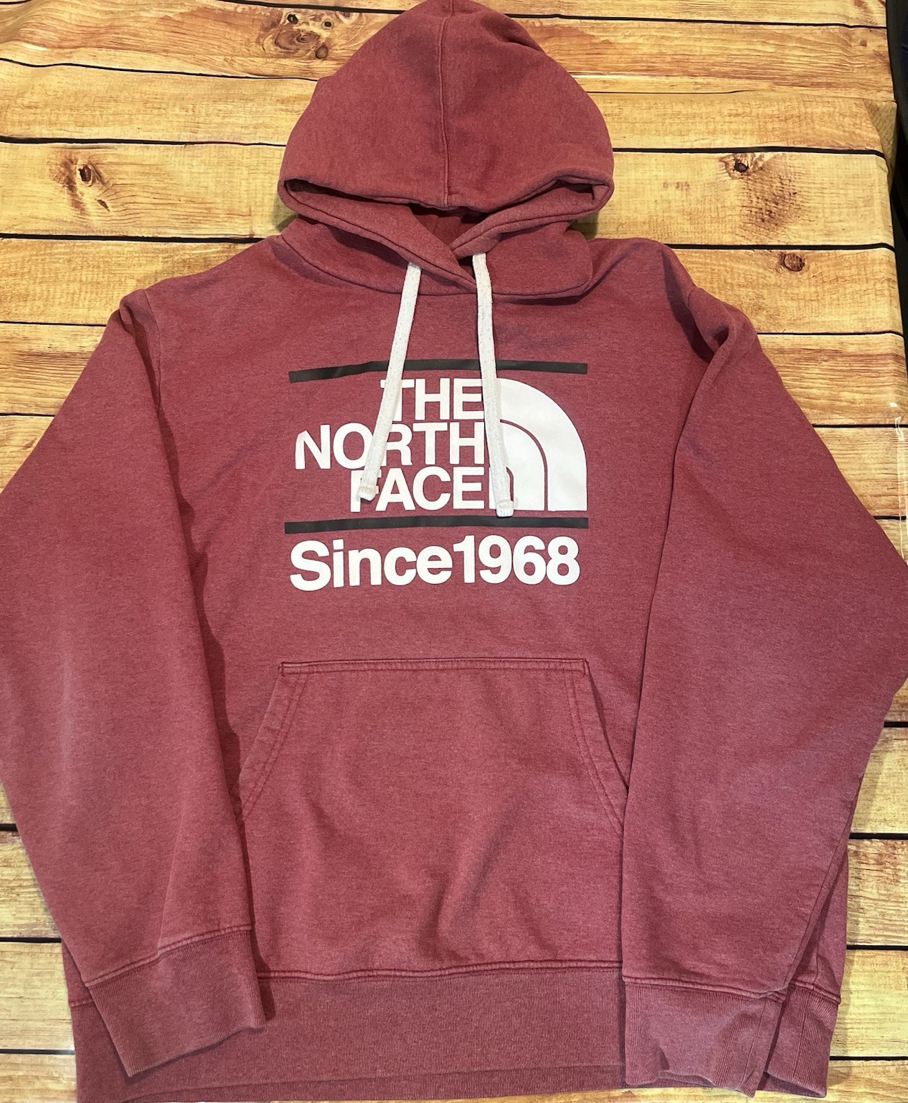 The North Face Men’s Burgundy Pullover Hoodie XL Logo Drawstring Pockets